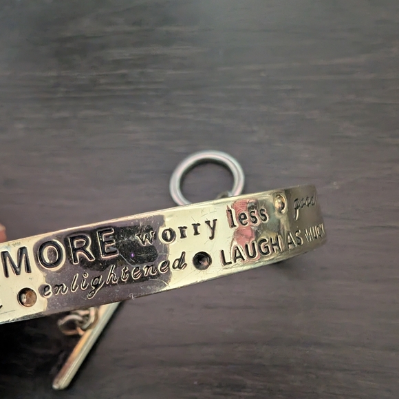 Engraved Gold/ Silver Tone Cuff Bracelet - Picture 3 of 11